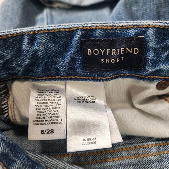 Lucky Brand Boyfriend Shorts Womens 6/28 Blue Distressed Button Fly Cuffed Denim - Picture 4 of 8